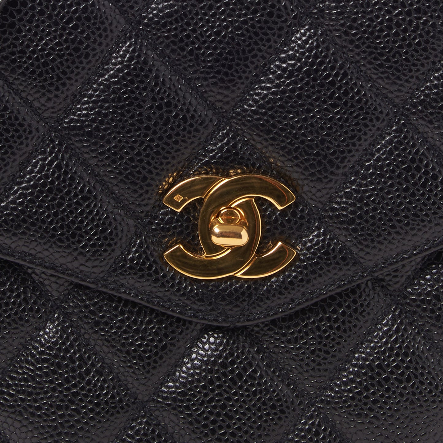 Caviar Quilted Flap Shoulder Bag Black