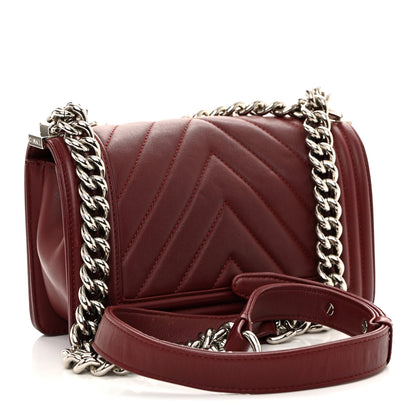 Chanel Calfskin Chevron Quilted Small Boy Flap Burgundy 3 of 13