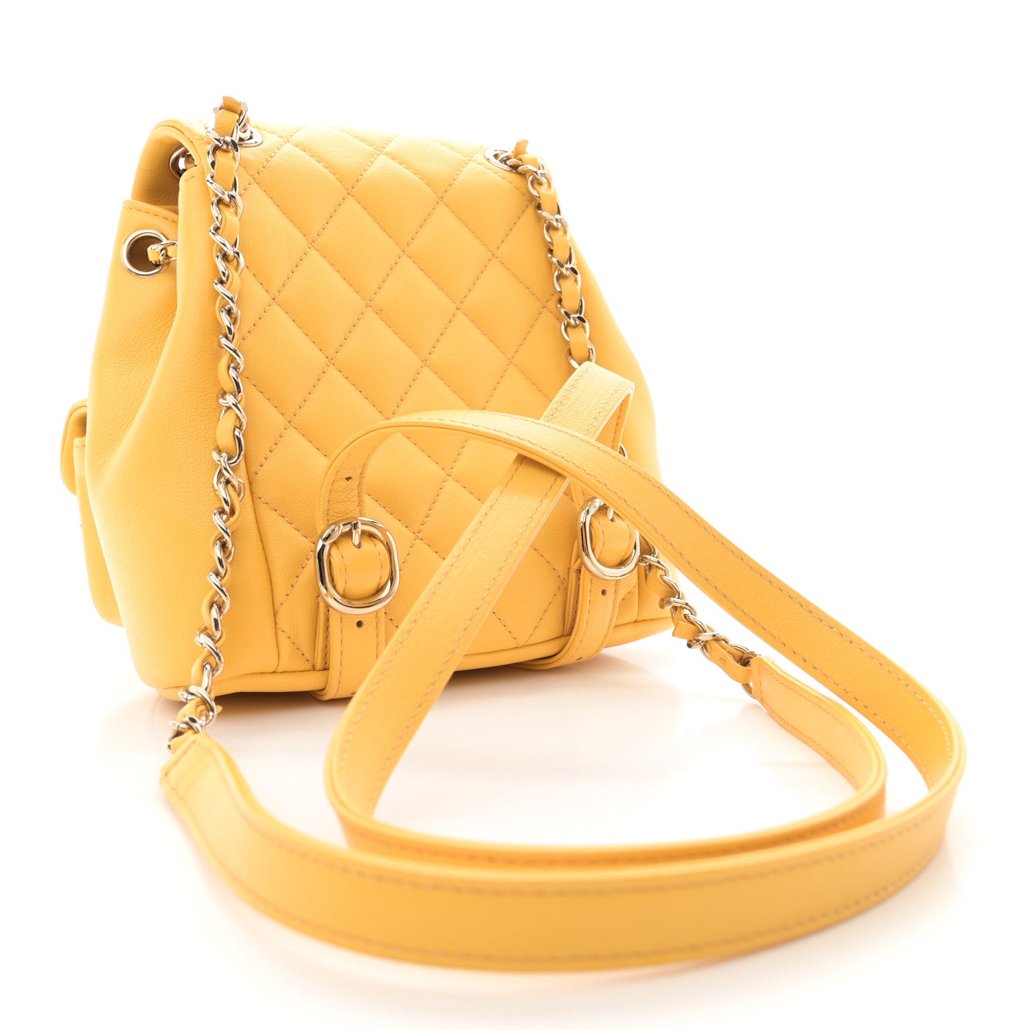 Chanel Quilted Small Duma Pockets Drawstring Backpack Yellow 1576476 – FASHIONPHILE