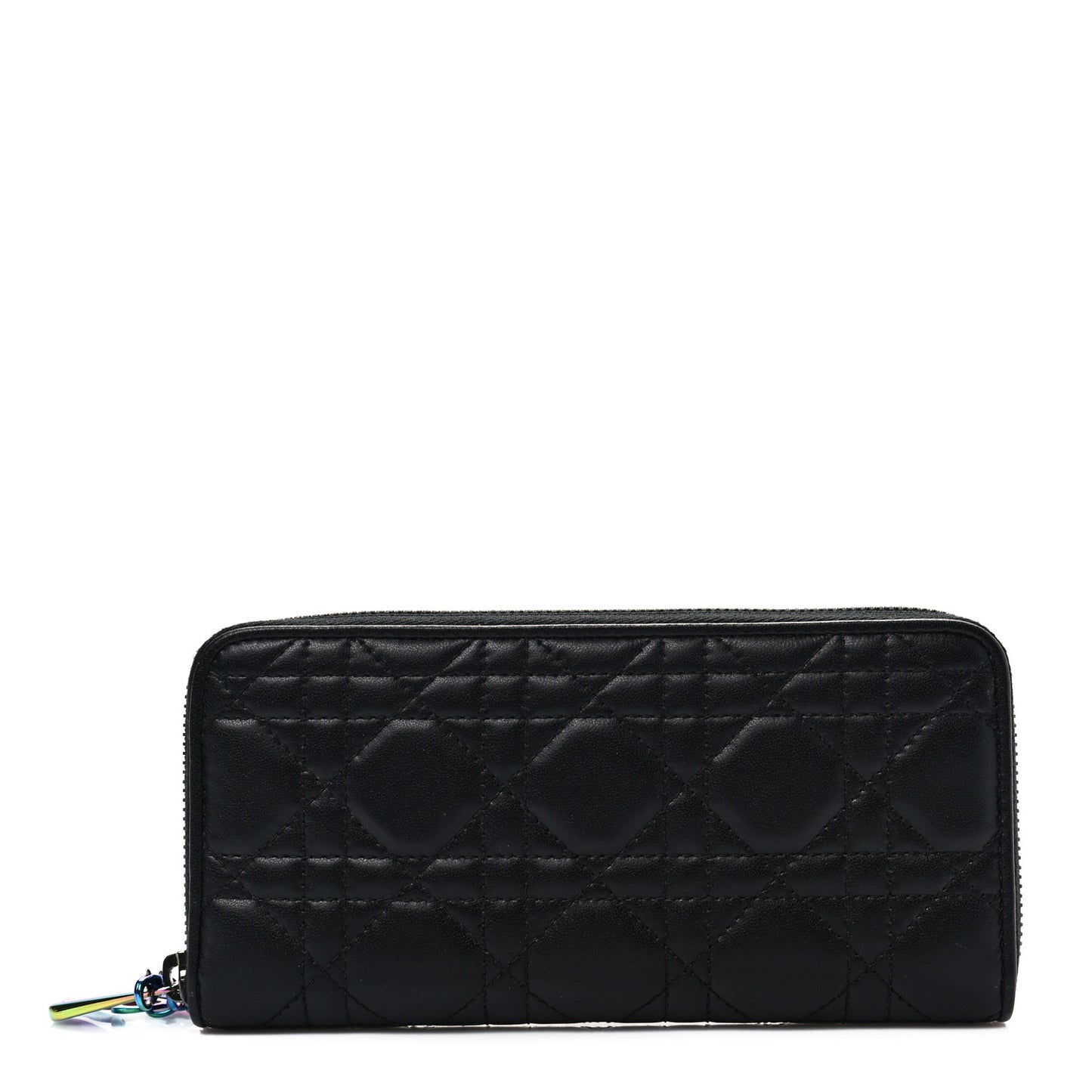 Lambskin Cannage Lady Dior Zip Wallet Black