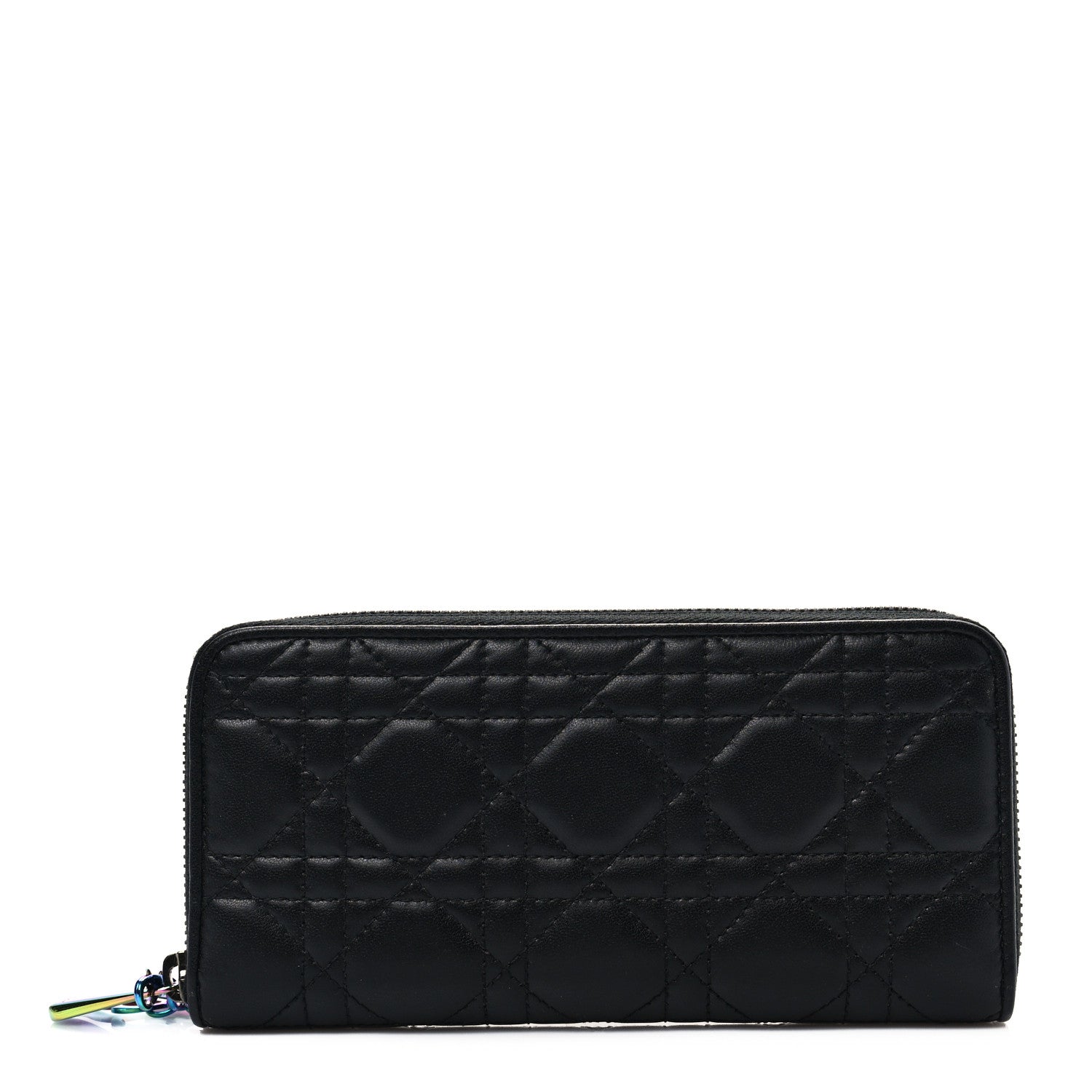 Christian Dior Lambskin Cannage Lady Dior Zip Wallet Black 1 of 8