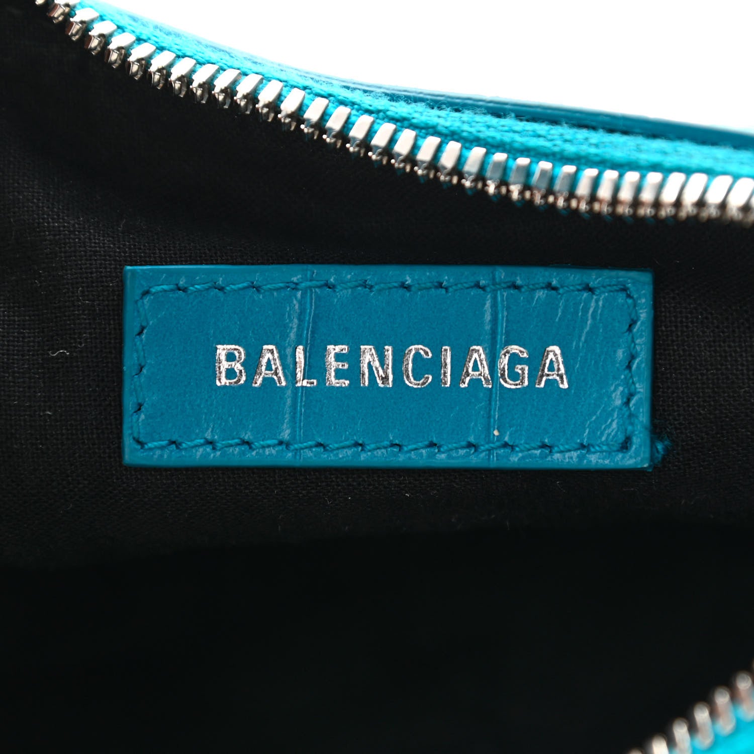 Balenciaga Extra Supple Calfskin Crocodile Embossed Le Cagole Shoulder Bag XS Turquoise 6 of 12