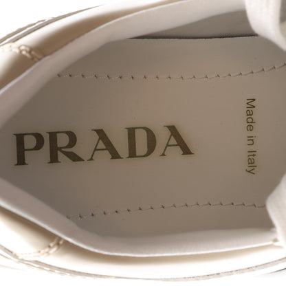 Prada Vitello Rois Triangle Womens Downtown Platform Low Top Sneakers 41 Beige White 9 of 10