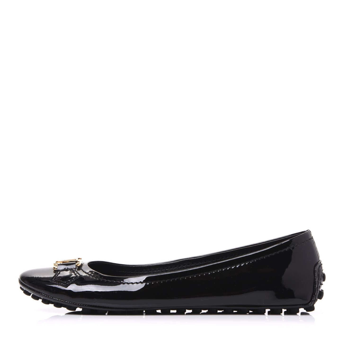 Patent Calfskin Oxford Ballerina Flats 38.5 Black