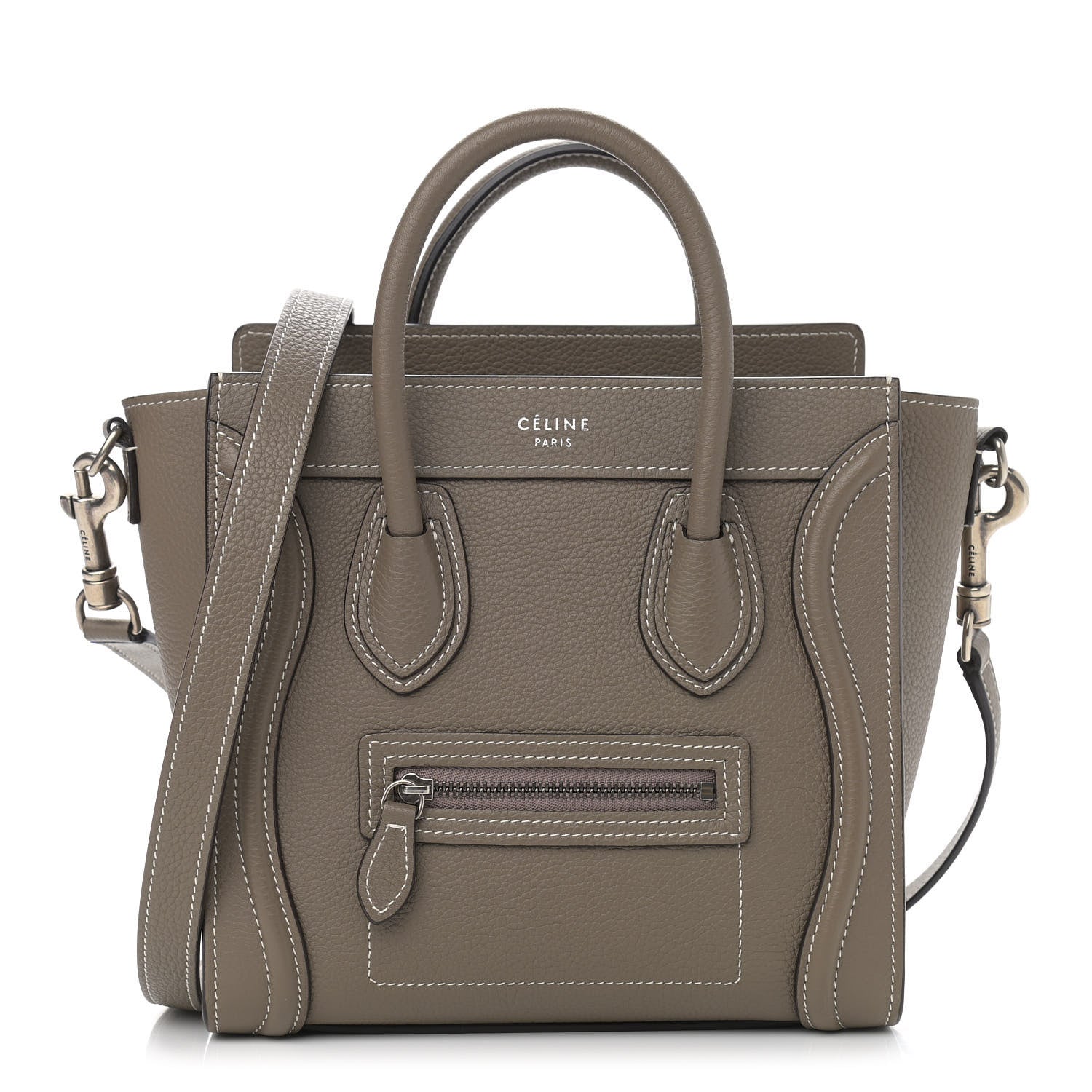 Celine Drummed Calfskin Nano Luggage Souris 1 of 9