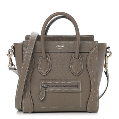 Celine Drummed Calfskin Nano Luggage Souris 1 of 9