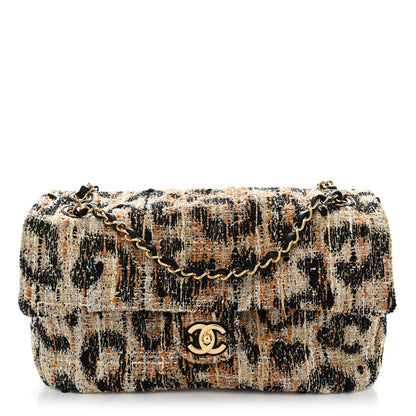 Chanel Tweed Mixed Fibers Leopard Print Small Souplissimo Maxi Flap Brown Black White Brown Black White 1 of 10