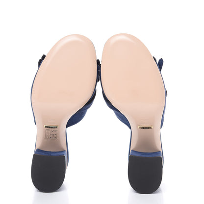 Gucci Kid Scamosciato GG Marmont Fringe 75mm Slide Sandals 38.5 Blue Ink 5 of 7