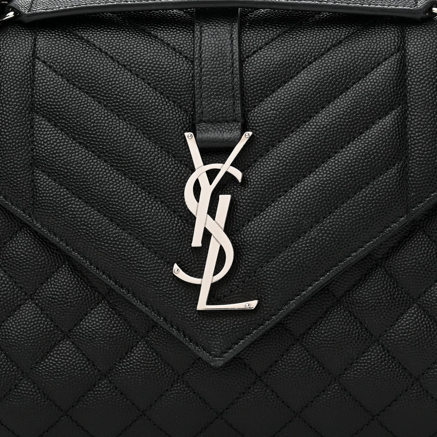 Grain De Poudre Textured Mixed Matelasse Triquilt Medium Monogram Satchel Black