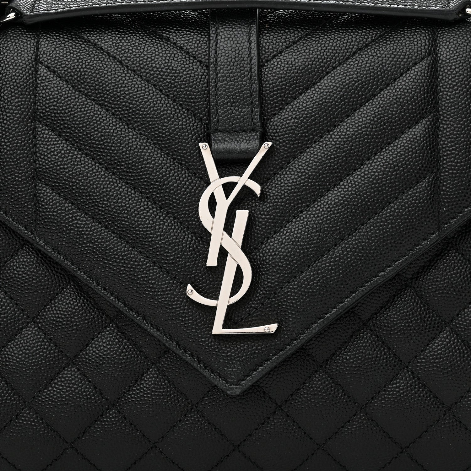 Saint Laurent Grain De Poudre Textured Mixed Matelasse Triquilt Medium Monogram Satchel Black 8 of 13