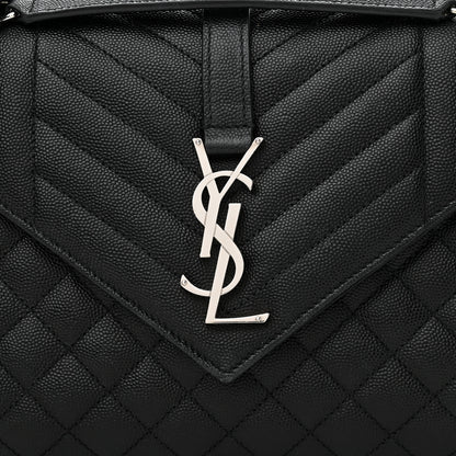 Saint Laurent Grain De Poudre Textured Mixed Matelasse Triquilt Medium Monogram Satchel Black 8 of 13