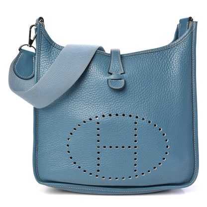 Hermes Taurillon Clemence Evelyne II PM Blue Jean 1 of 13