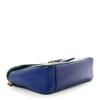 Gucci Azalea Calfskin Enamel Matelasse Diagonal Torchon GG Marmont Shoulder Bag Imperial Blue Pavone 4 of 10