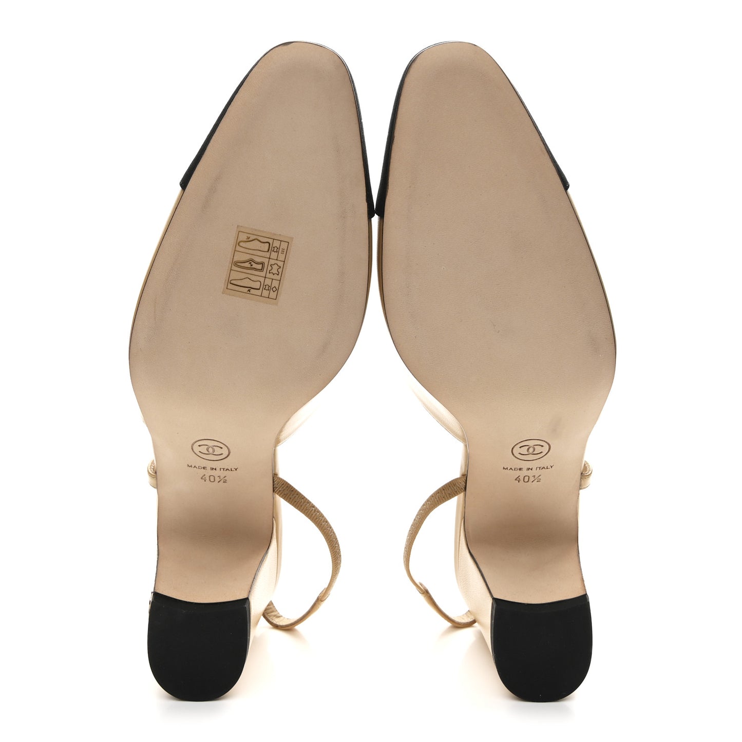 Goatskin Grosgrain Cap Toe CC Slingback Pumps 40.5 Beige Black