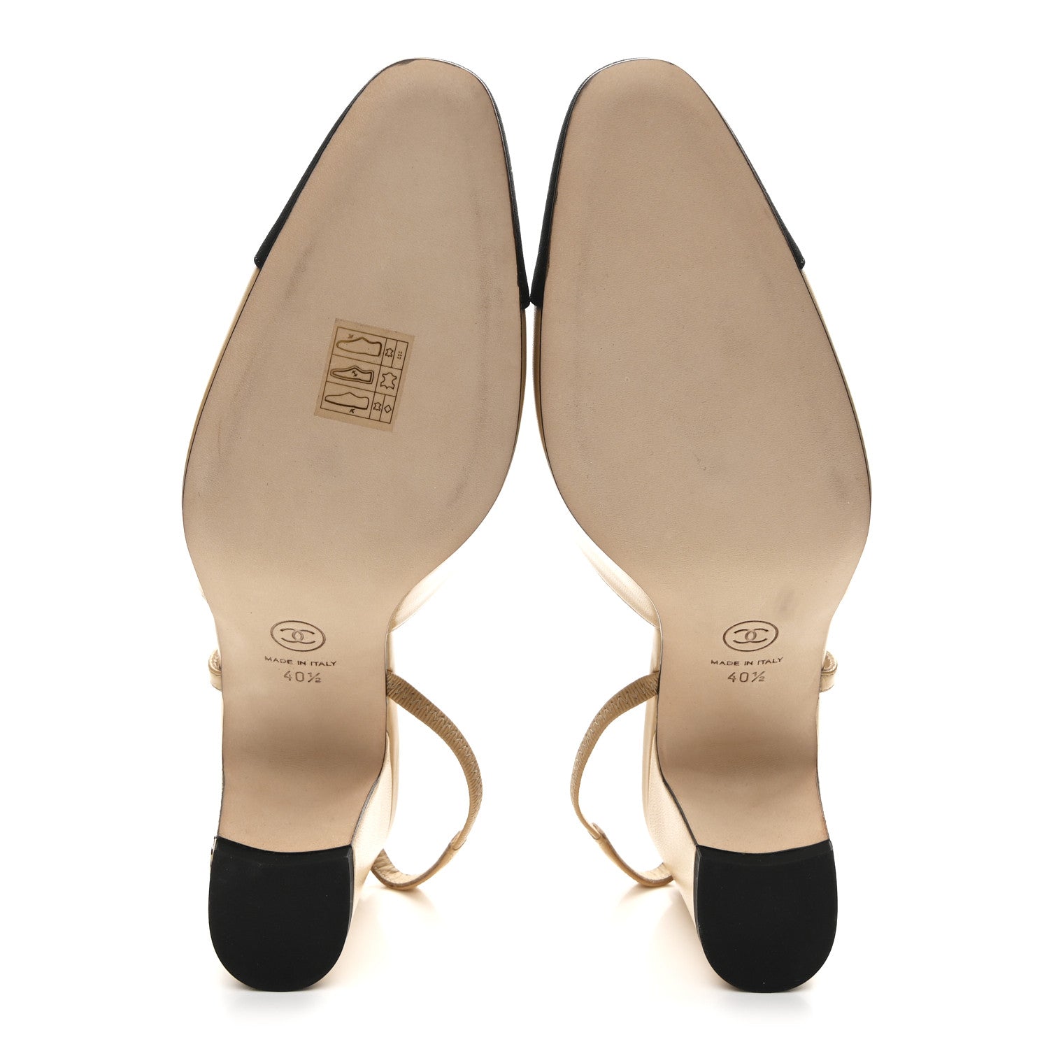 Chanel Goatskin Grosgrain Cap Toe CC Slingback Pumps 40.5 Beige Black 6 of 10