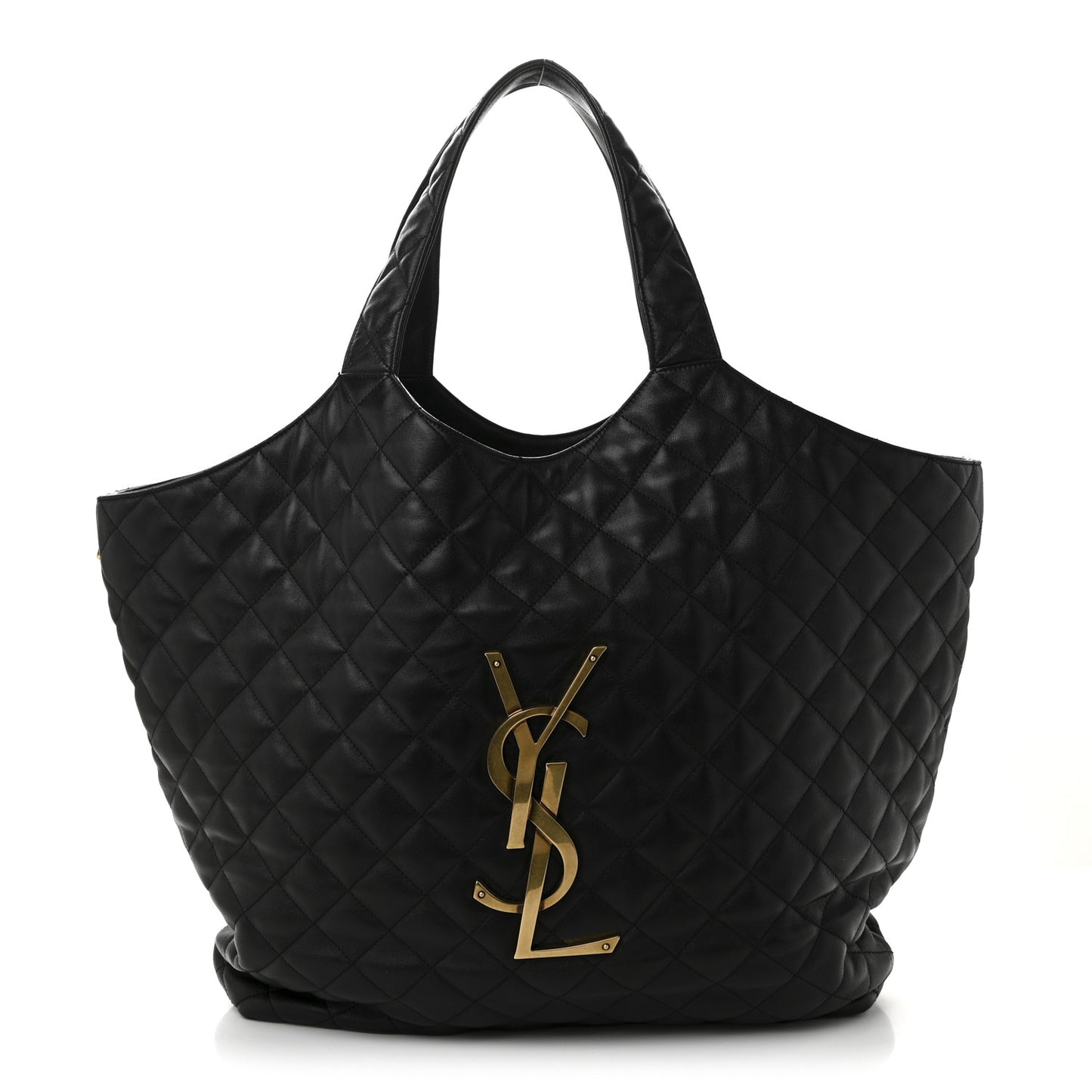 Lambskin Quilted Maxi Icare Shopping Tote Black