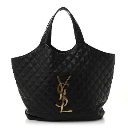 Saint Laurent Lambskin Quilted Maxi Icare Shopping Tote Black 1 of 12