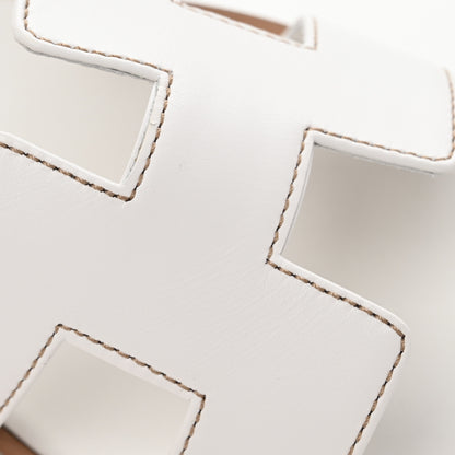 Hermes Box Calfskin Oran Sandals 37 White 10 of 10