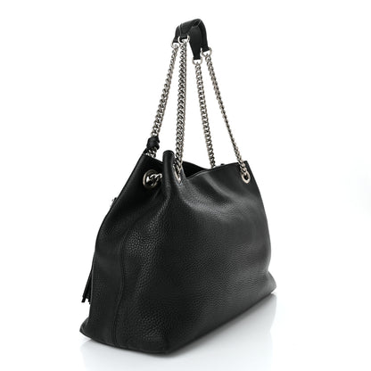 Gucci Pebbled Calfskin Studded Medium Soho Chain Shoulder Bag Black 3 of 12