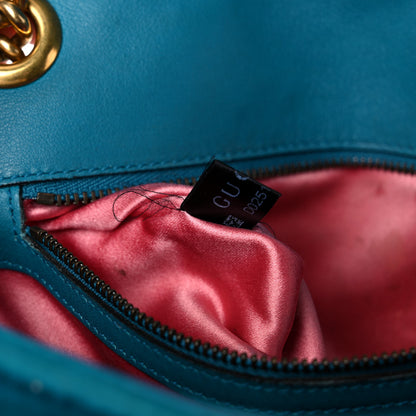 Gucci Velvet Matelasse Small GG Marmont Shoulder Bag Pavone Cyan 7 of 20