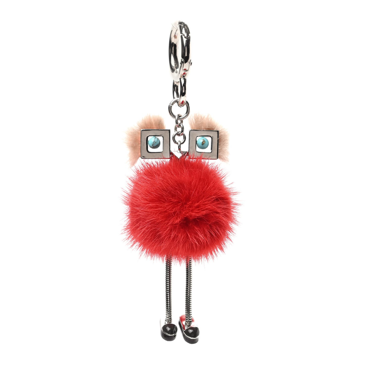 Metal Mink Fur Hypnoteyes Chick Pom Pom Bag Charm Palladium Palmspring Strawberry