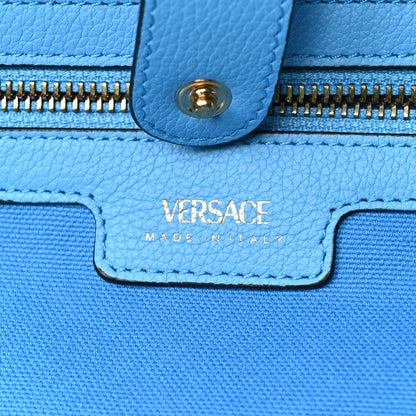 Versace Canvas Calfskin La Medusa Tote Bag Blue 5 of 12