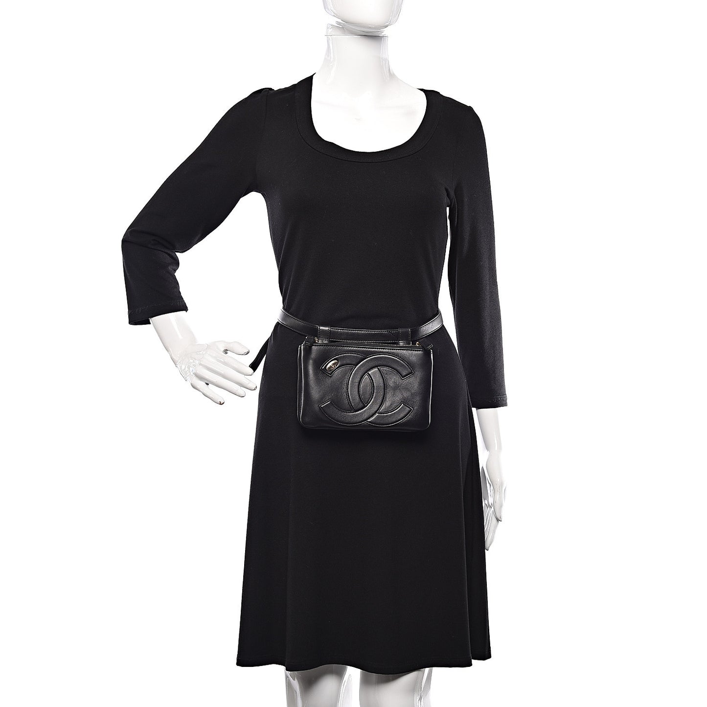 Lambskin CC Mania Waist Belt Bag Black