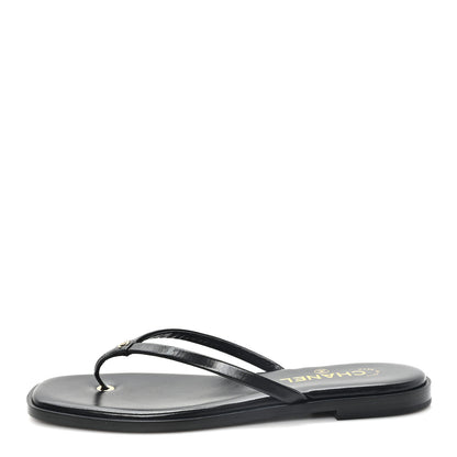 Chanel Goatskin CC Times Square Thong Sandals 39 Black 1 of 10