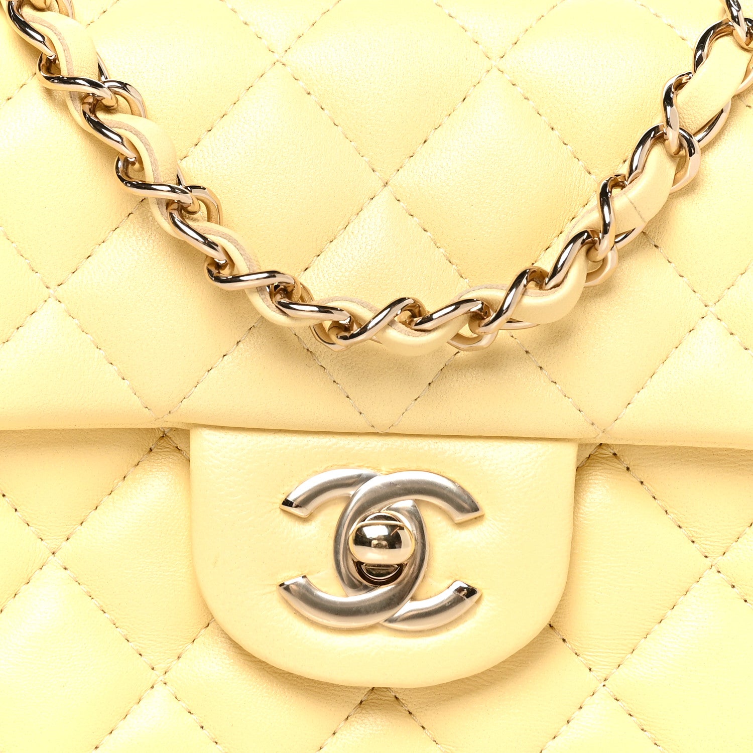 Chanel Lambskin Quilted Mini Rectangular Flap Yellow 16 of 20