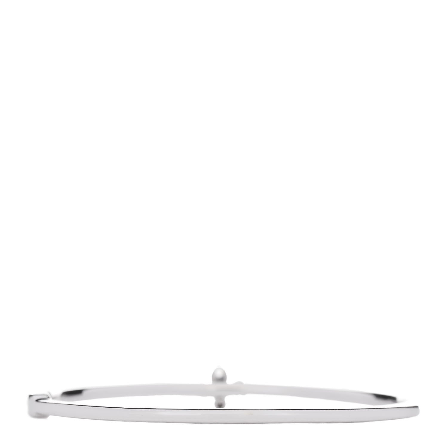 Tiffany 18K White Gold Diamond Fleur De Lis Bangle Bracelet 3 of 4