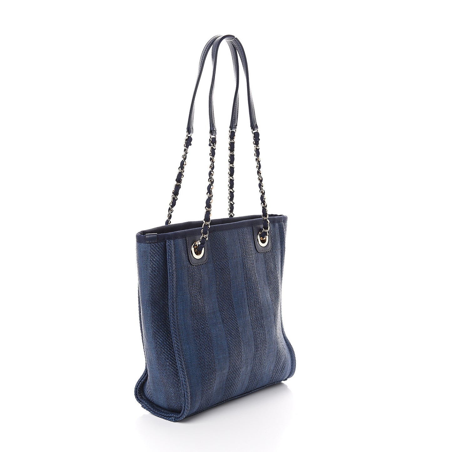 Mixed Fibers Striped Mini Deauville Tote Navy Blue