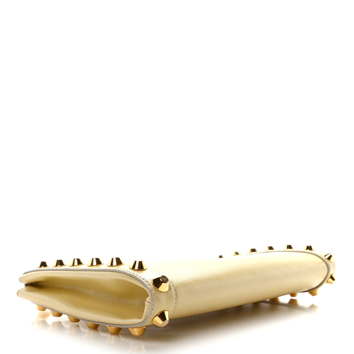 Saffiano Vernice Studded Clutch Talco