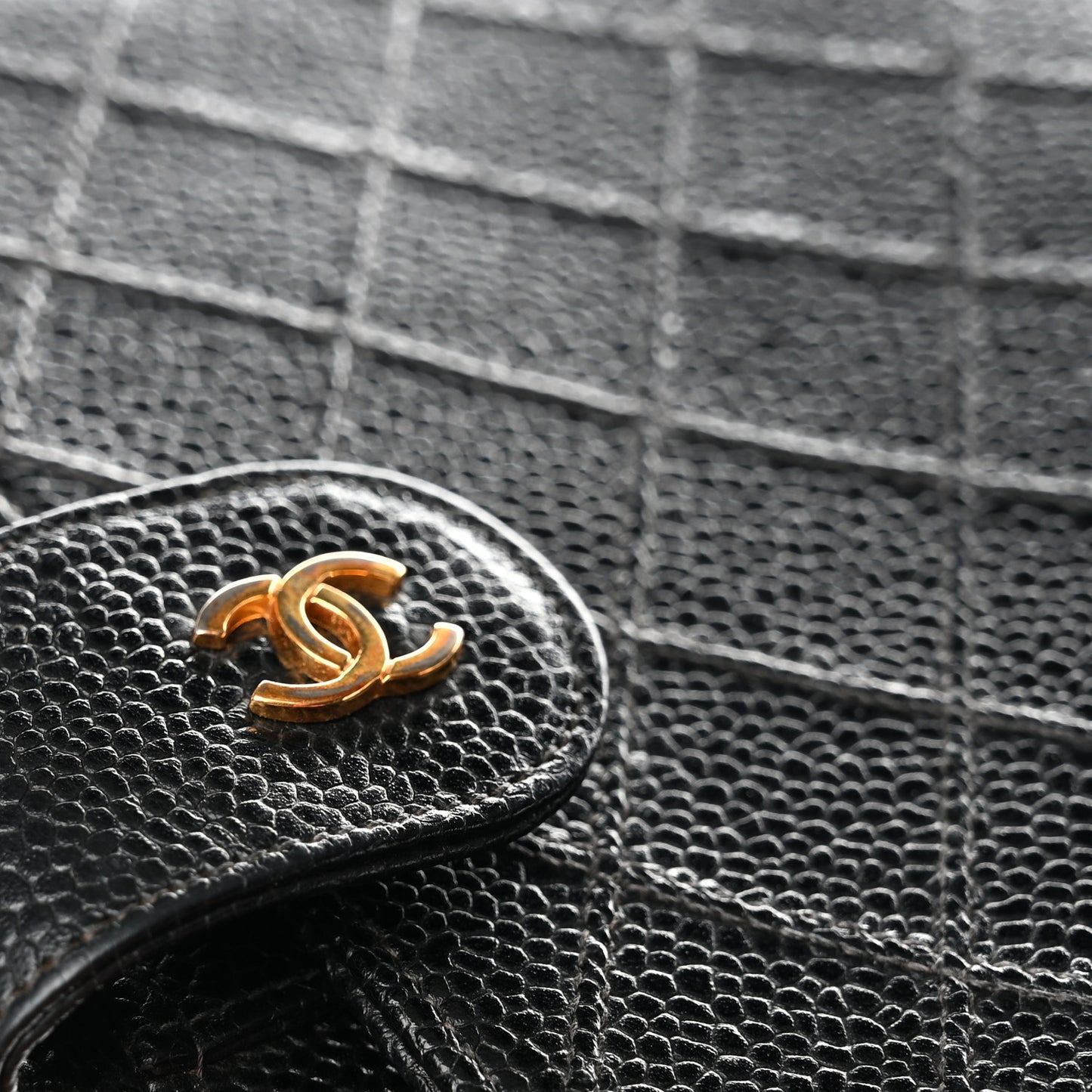 Caviar Quilted CC Ring Agenda Planner Black