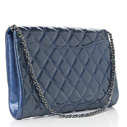 Chanel Patent Quilted Clutch with Chain Flap Blue Roi 2 of 8