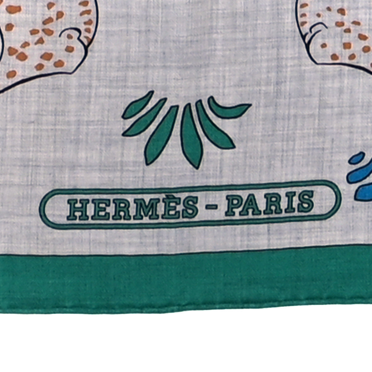 Hermes Cashmere Silk Les Leopards Shawl 140 Gris Chine Bleu 3 of 3