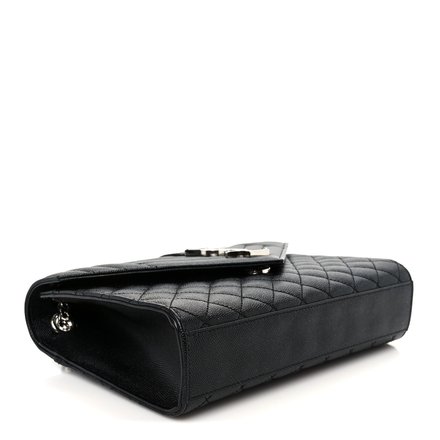 Saint Laurent Grain De Poudre Textured Mixed Matelasse Triquilt Medium Monogram Satchel Black 4 of 11