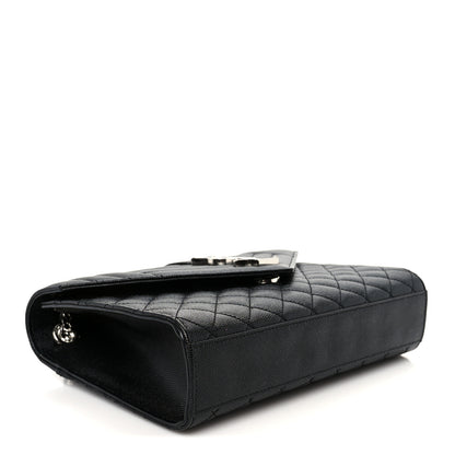 Saint Laurent Grain De Poudre Textured Mixed Matelasse Triquilt Medium Monogram Satchel Black 4 of 11