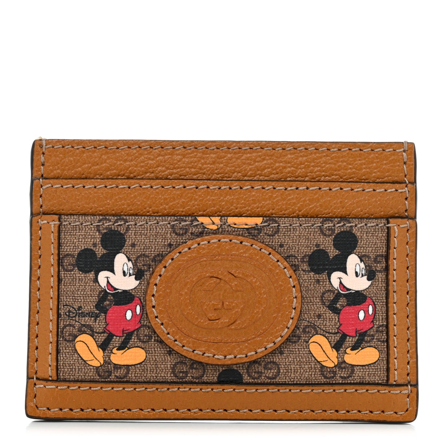 X DISNEY Mini Vintage GG Supreme Monogram Mickey Mouse Card Holder Beige Vintage Sun Oil