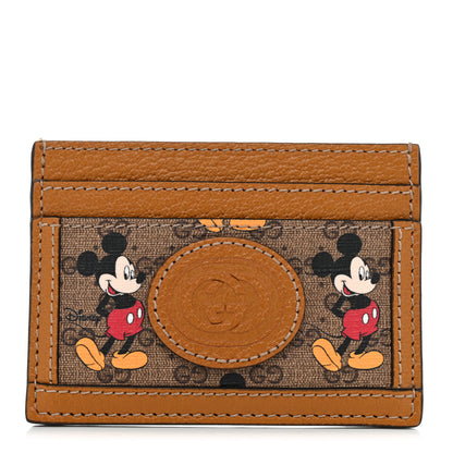 Gucci X DISNEY Mini Vintage GG Supreme Monogram Mickey Mouse Card Holder Beige Vintage Sun Oil 1 of 7