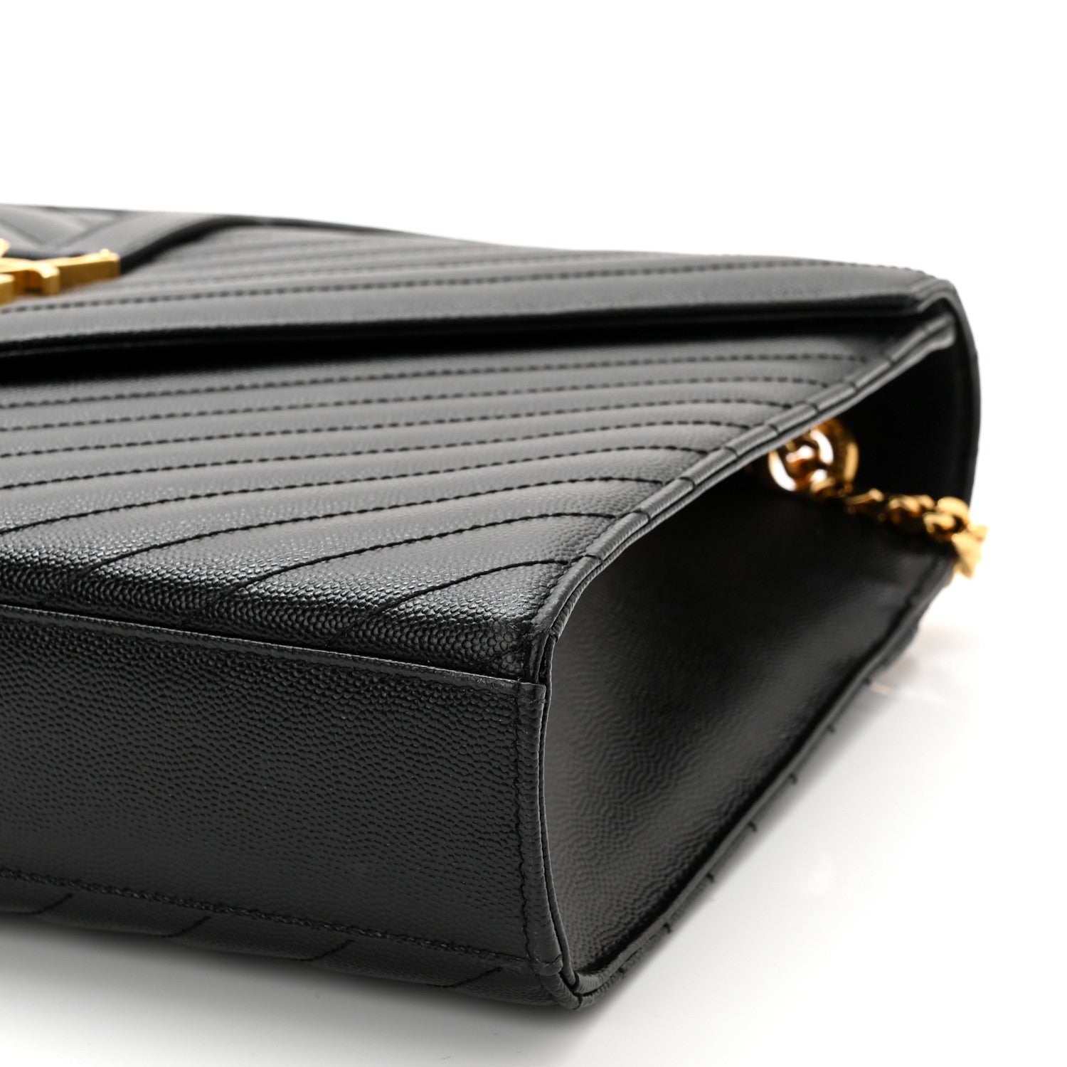 Saint Laurent Grain De Poudre Matelasse Chevron Large Monogram Satchel Black 10 of 11