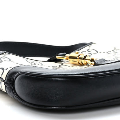 Gucci Azalea Calfskin GG Monogram Bi-Color Debossed Small Jackie 1961 Hobo Mystic White Black 8 of 9