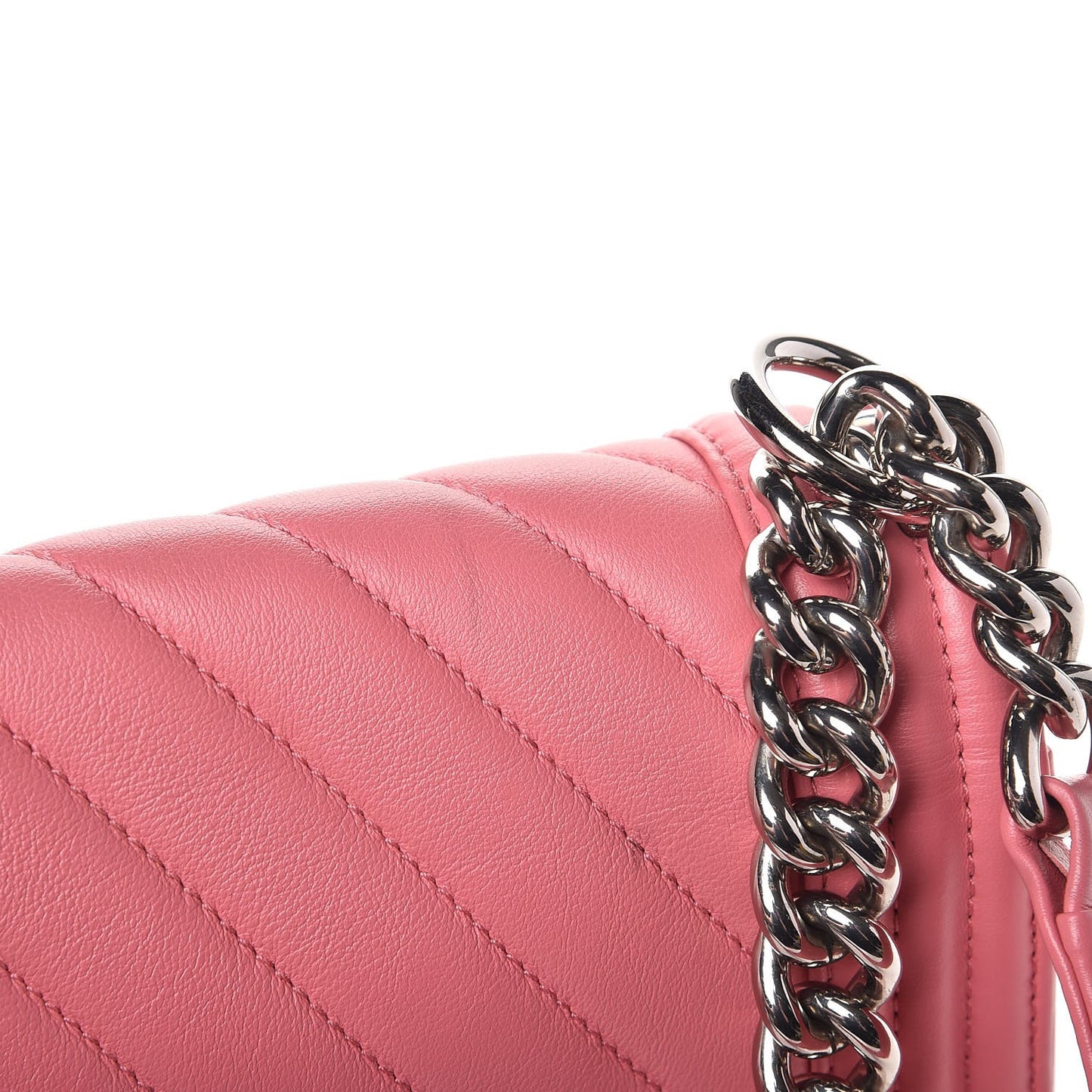 Calfskin Chevron Quilted Medium Boy Flap Pink