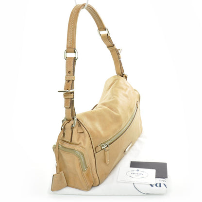 Prada Leather Antic Easy A Foldover Pushlock Flap Shoulder Bag Naturale 3 of 11