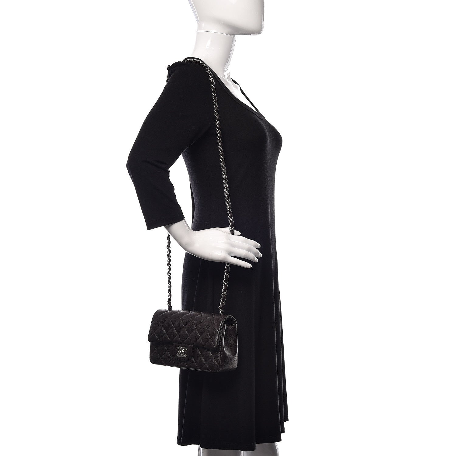 Chanel Caviar Quilted Mini Rectangular Flap Dark Brown 2 of 11