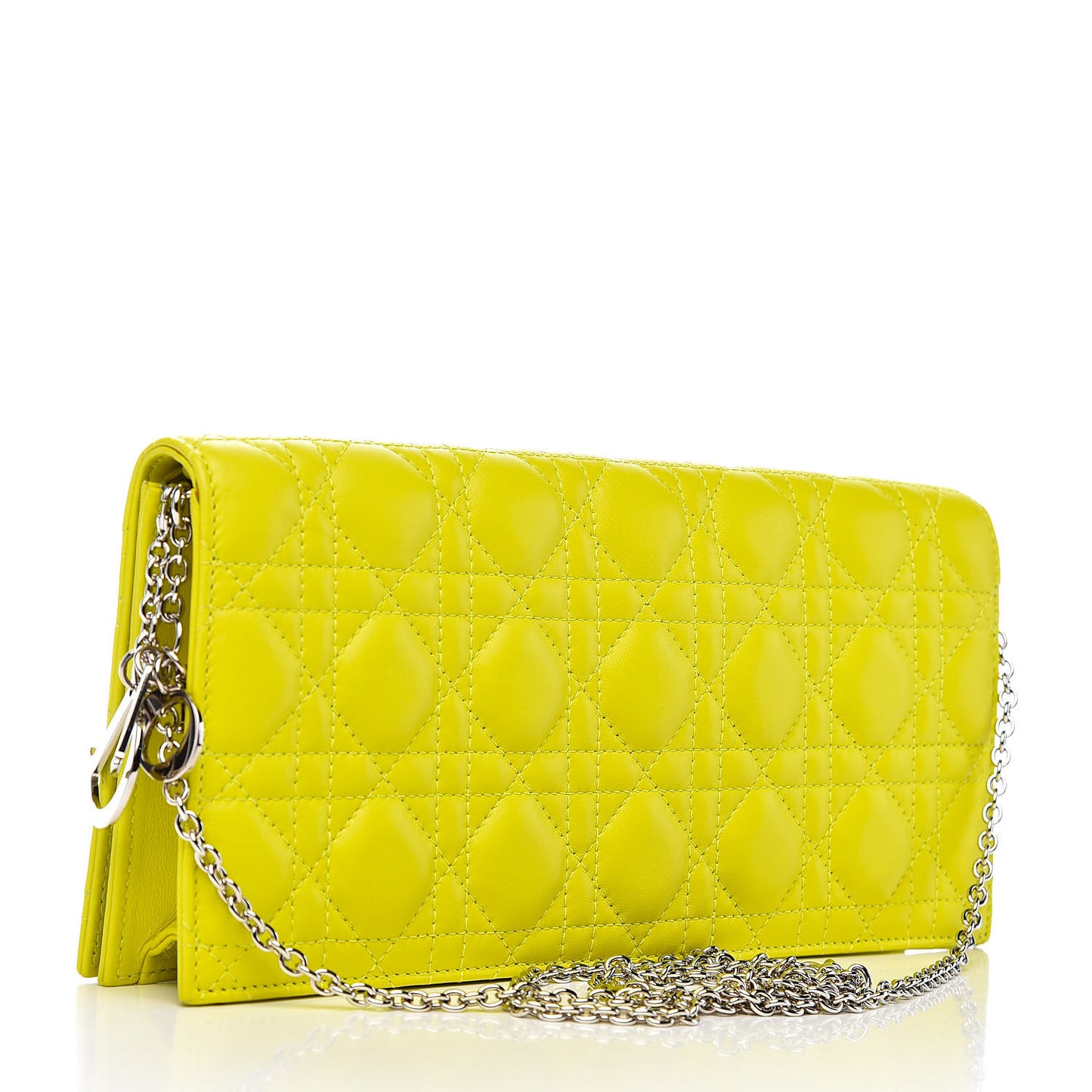 Lambskin Cannage Lady Dior Convertible Clutch Vert Acide