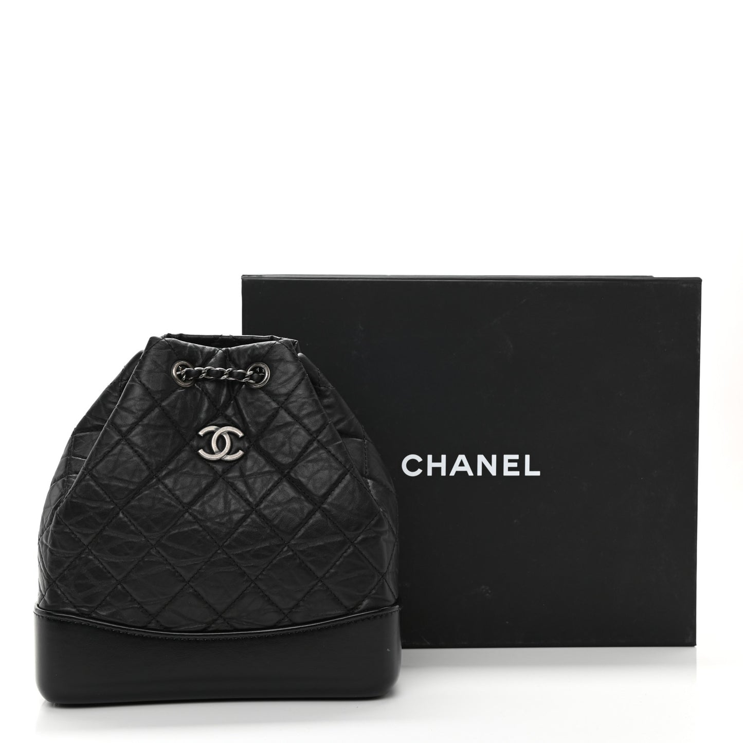 Aged Calfskin Quilted Small Gabrielle Backpack Black