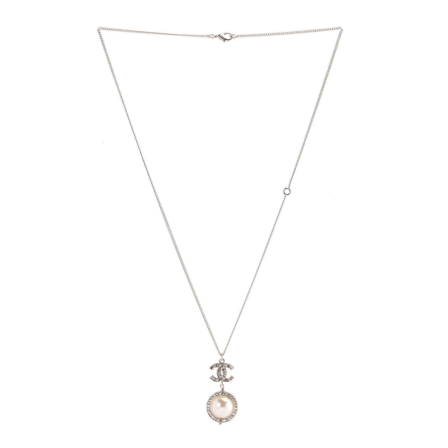 Crystal CC Pearl Drop Necklace Gold