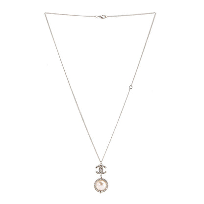 Chanel Crystal CC Pearl Drop Necklace Gold 3 of 7