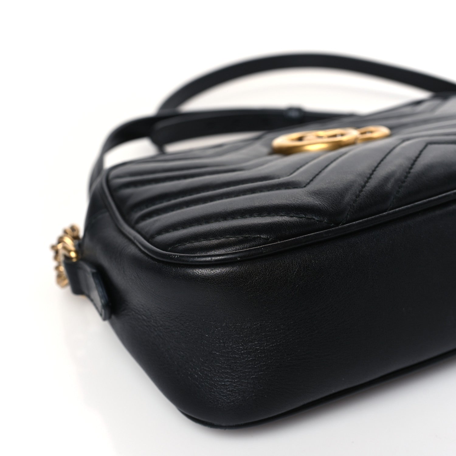 Gucci Calfskin Matelasse Small GG Marmont Chain Shoulder Bag Black 8 of 9