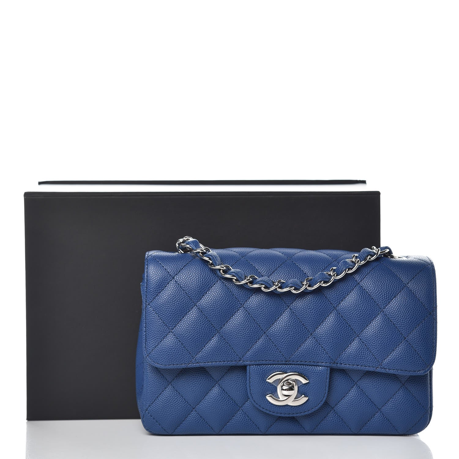 Chanel Caviar Quilted Mini Rectangular Flap Dark Blue 10 of 10